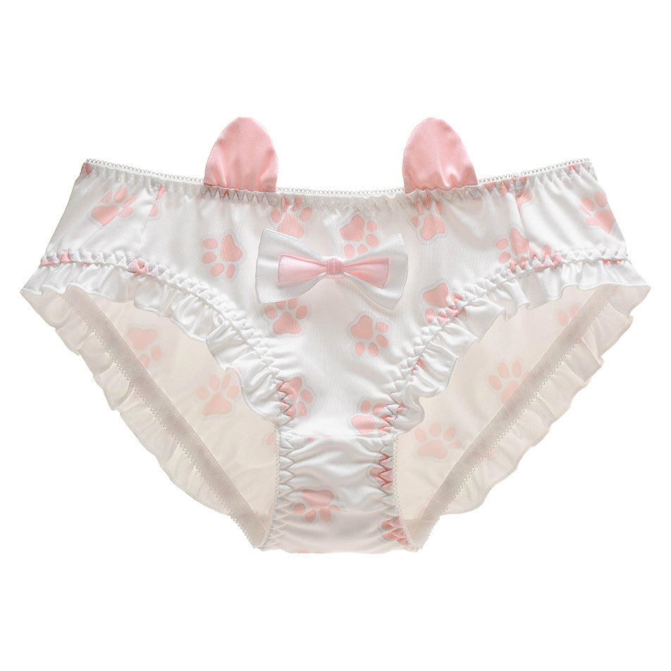 Cute Cat Paw Print Panties with Ears for Trans Women detail image 3