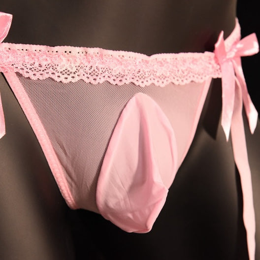 Feminine Pouch Garter Thong Panties for Trans Women detail image 6