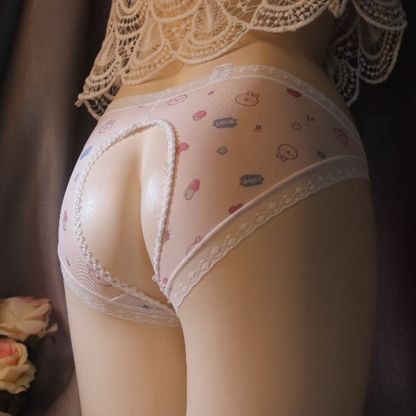 Kawaii Lace Cameltoe Sheer Panties for Trans Women detail image 7