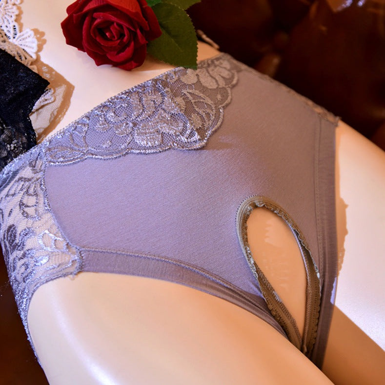 Lace Floral Crotchless Panties for Trans Women detail image 13