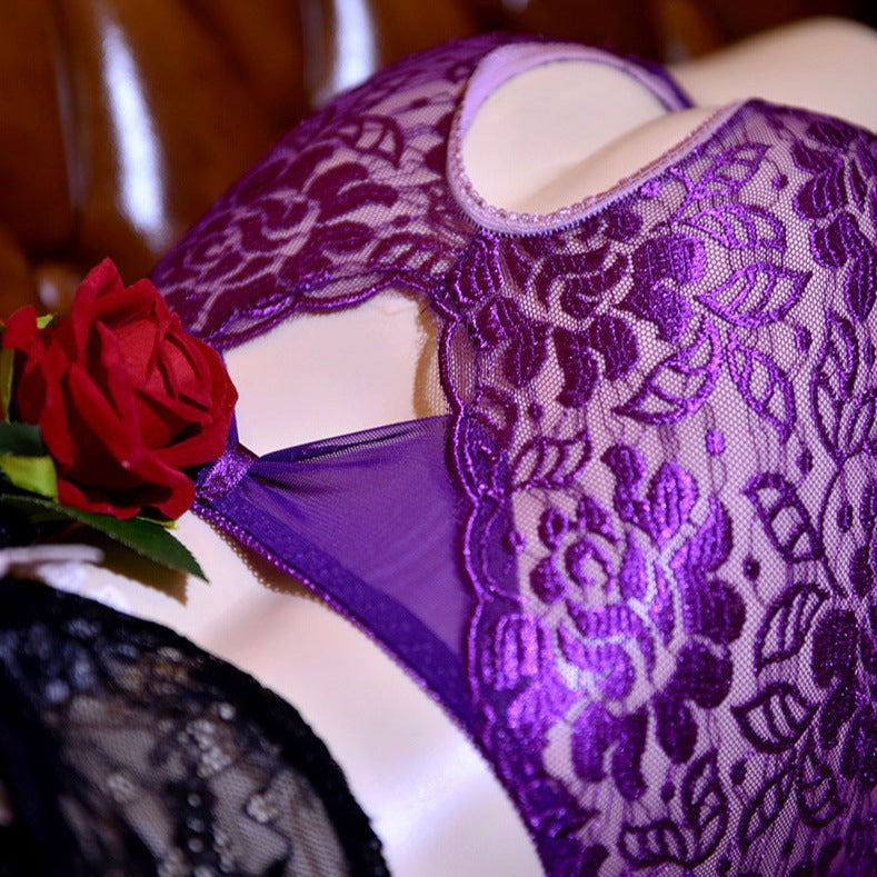 Lace Floral Crotchless Panties for Trans Women detail image 14