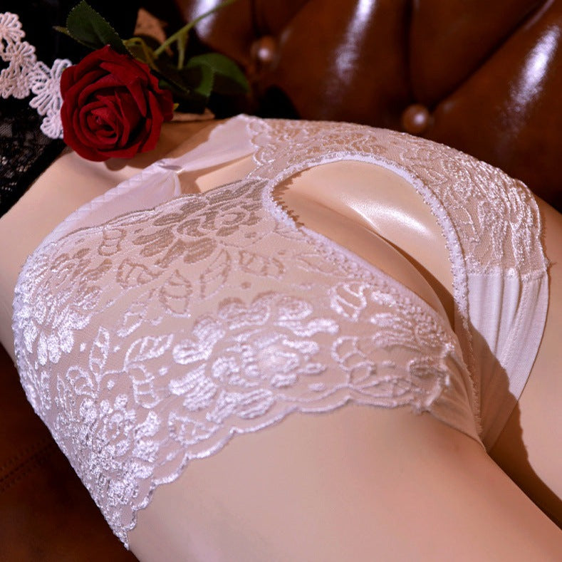 Lace Floral Crotchless Panties for Trans Women detail image 7
