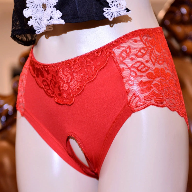 Lace Floral Crotchless Panties for Trans Women detail image 9