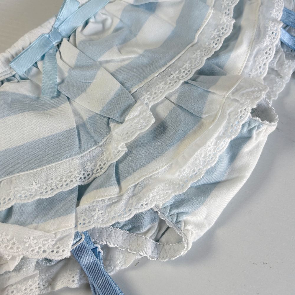 Pastel Striped Skirted Panties with Garter for Trans Women detail image 5