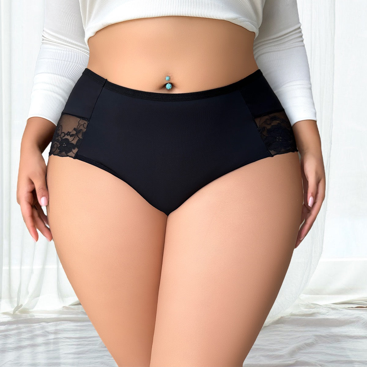 Plus Size Sexy Black Mesh Panties for Trans Women