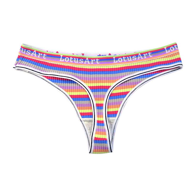 Rainbow Stripe Thong Panties for Trans Women detail image 10