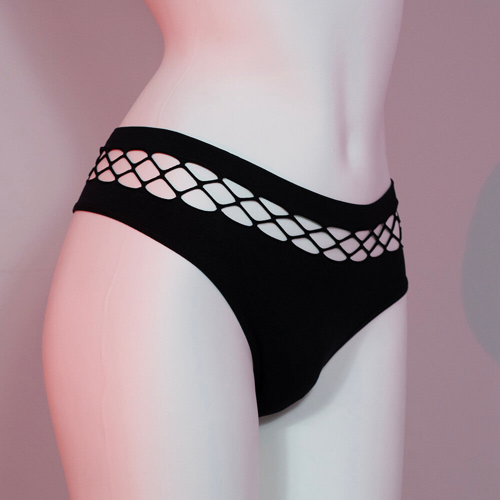 Sexy Black Cutout Panties for Trans Women detail image 2