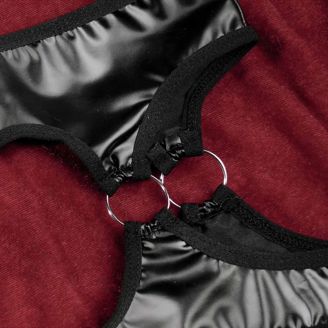 Sexy Black Leather Panties for Trans Women detail image 6
