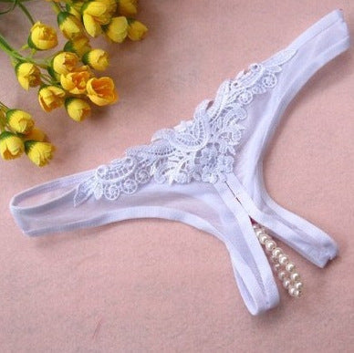 Sexy Crotchless Pearl Thong for Trans Women