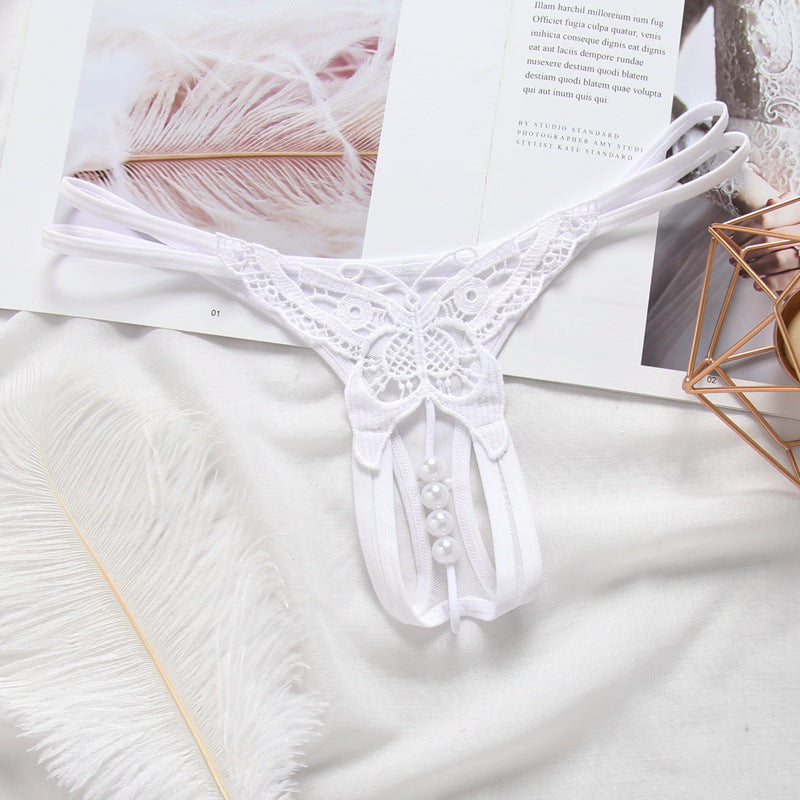 Sexy Crotchless Thong with Pearls for Trans Women detail image 3