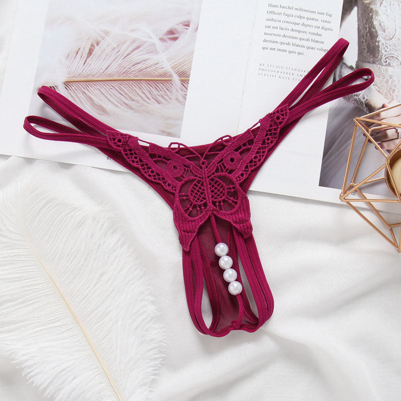 Sexy Crotchless Thong with Pearls for Trans Women detail image 6