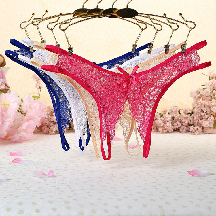 Sexy Lace Open Crotch Thong for Trans Women