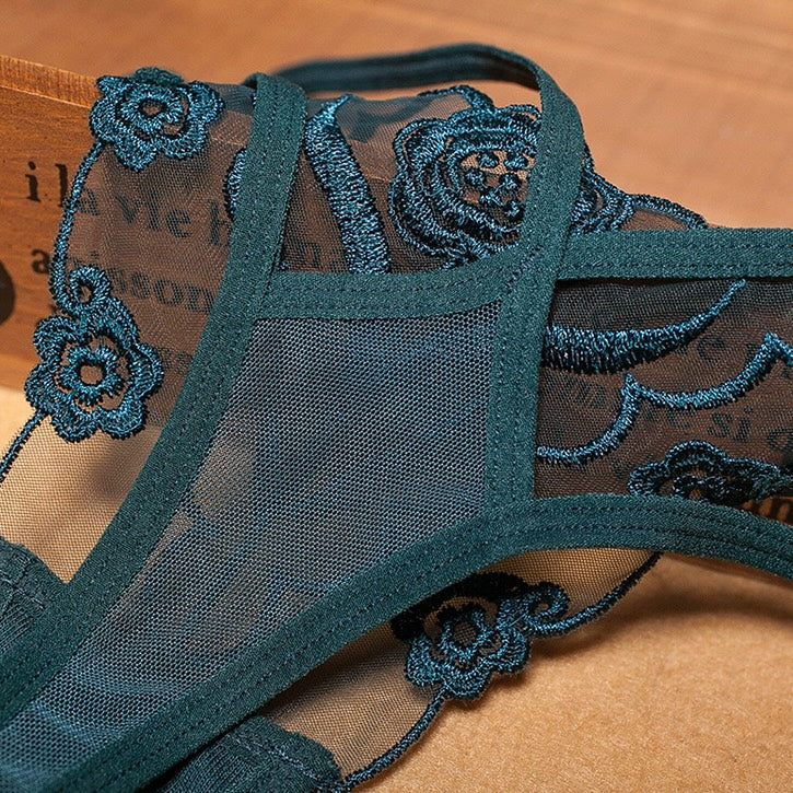 Sexy Loral Embroidery Thongs Panties for Trans Women detail image 3