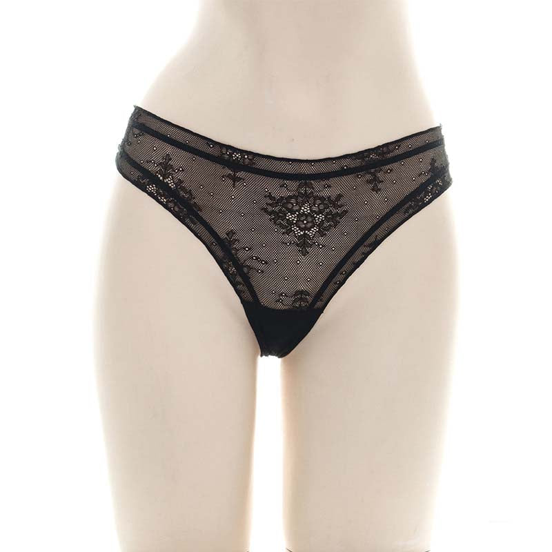 Sexy Translucent Lace Rabbit Tail Panties for Trans Women detail image 4