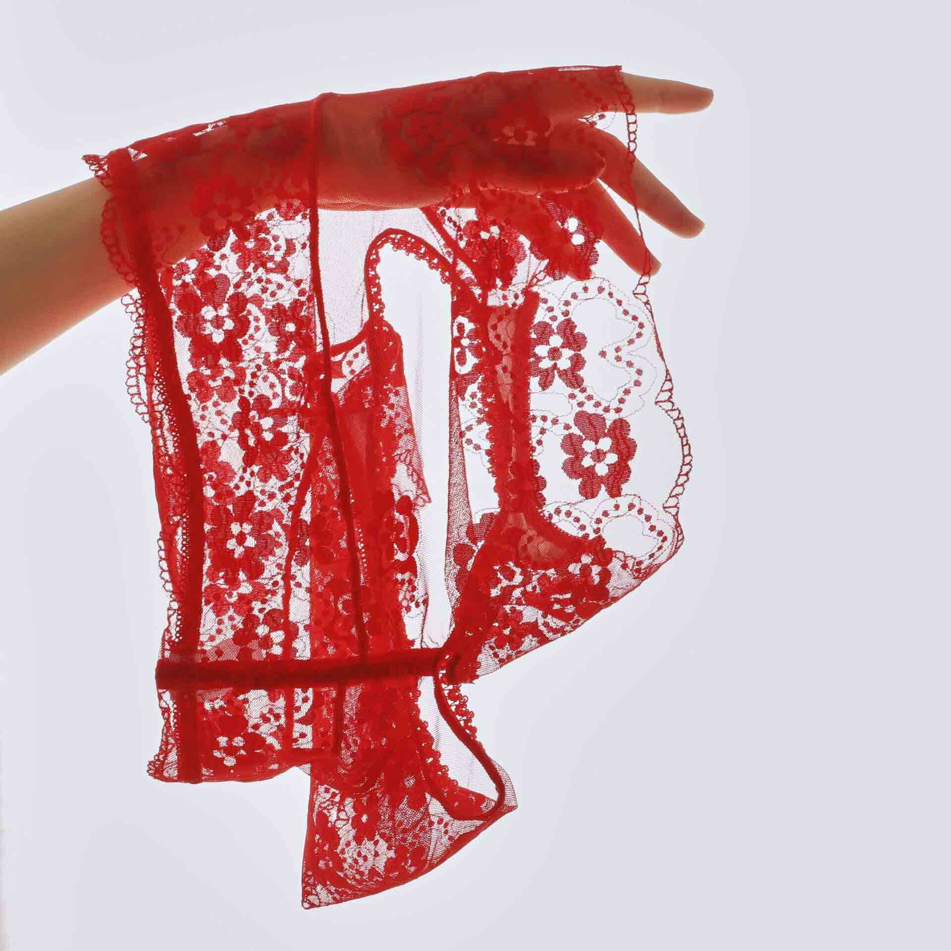 Sheer Floral Lace Crotchless Underwear Panties for Trans Women detail image 8