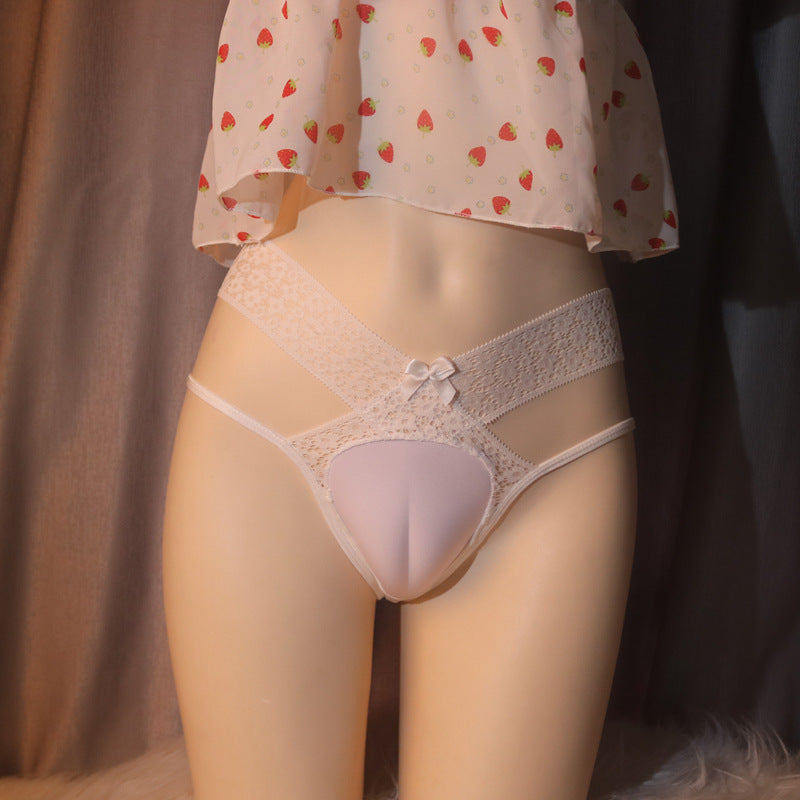 Sweet Lace Double Strapped Cameltoe Panties for Trans Women detail image 5