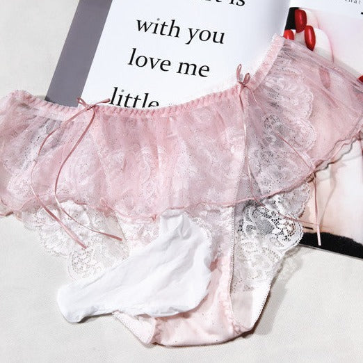 Sweet Lace Feminine Pouch Thong Panties for Trans Women detail image 6