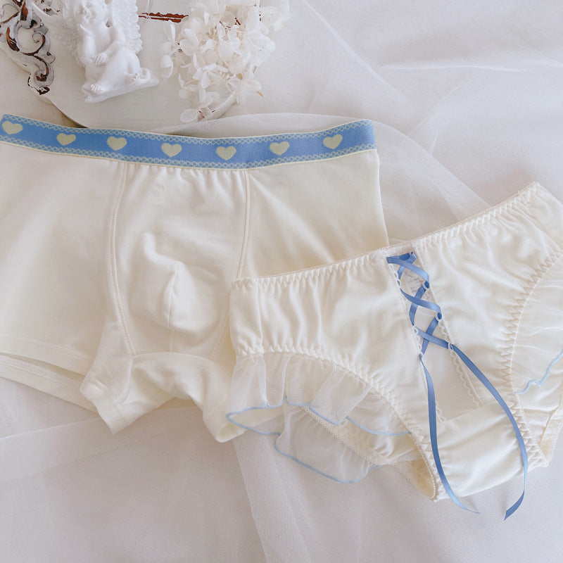 White Heart Print Panties for Trans Women detail image 2